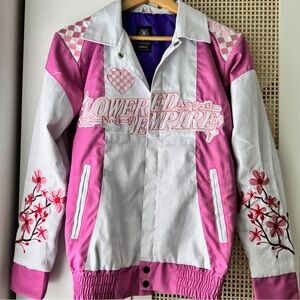 Lowered Empire White And Pink Embroidered Sakura Cherry Blossom JDM Race Jacket